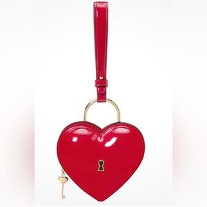 New KATE SPADE Key To My Heart Patent Leather Wristlet Red